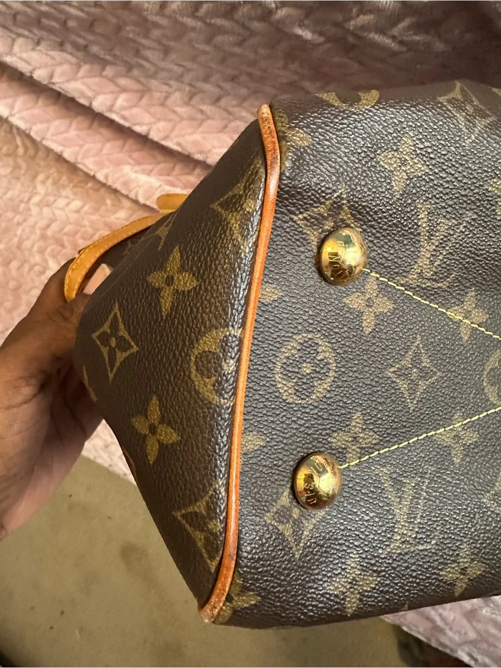Louis Vuitton Monogram Satchel with Brown Leather Handles